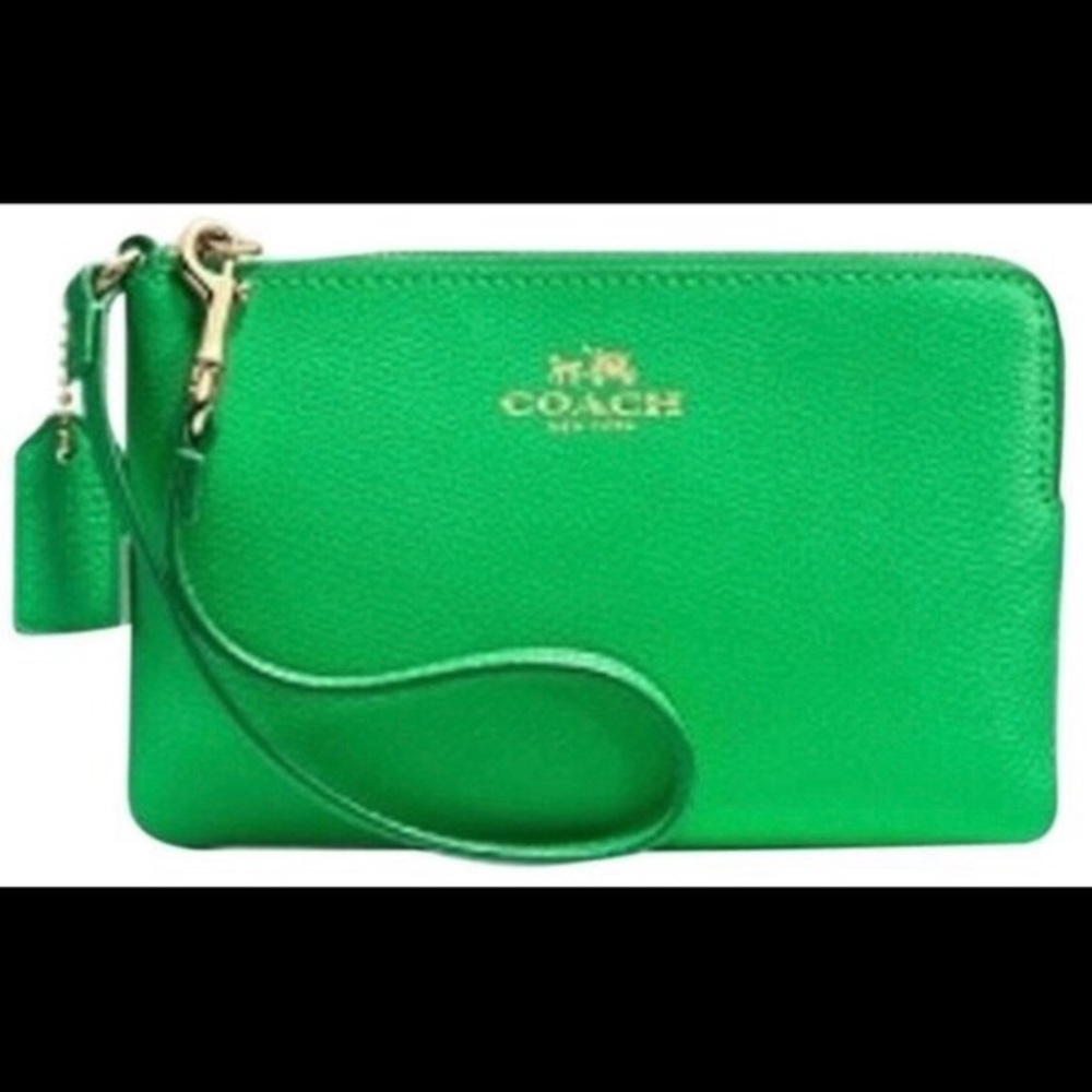 Coach Green Wristlet Clutch